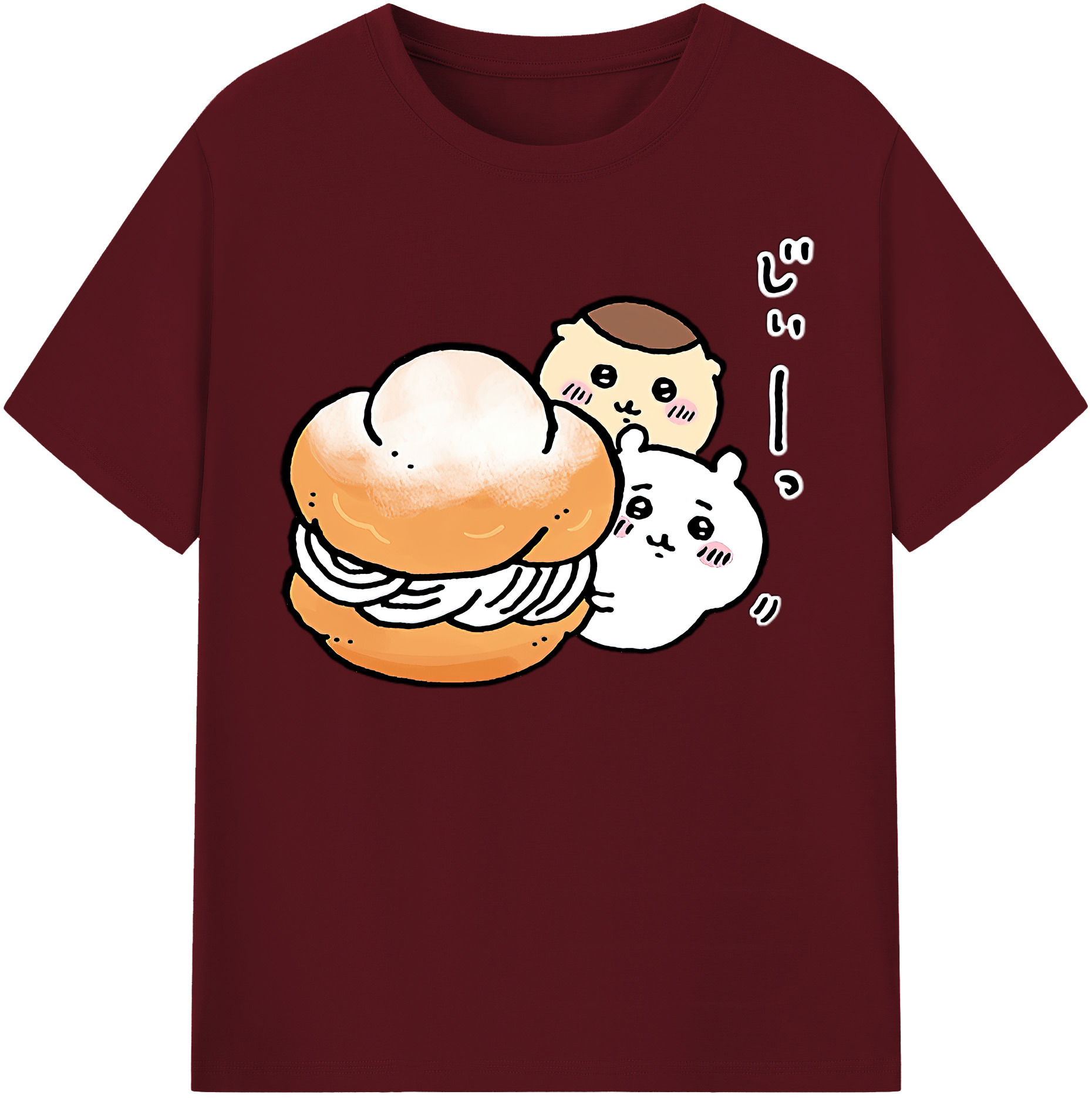 （画像用） ちいかわ くりまんじゅう Chii-kawa kuri manjū 綿100％半袖Tシャツ（フロントプリント）